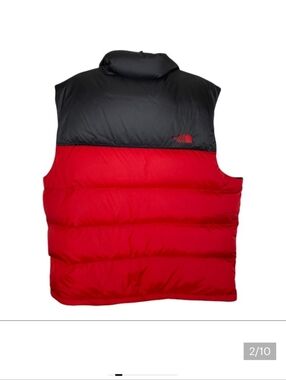The North Face Nuptse Down Vest Mens XL Red Black Puffer 700 Fill Nuptse